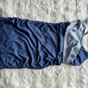 Blue and Gray Ruched Dress